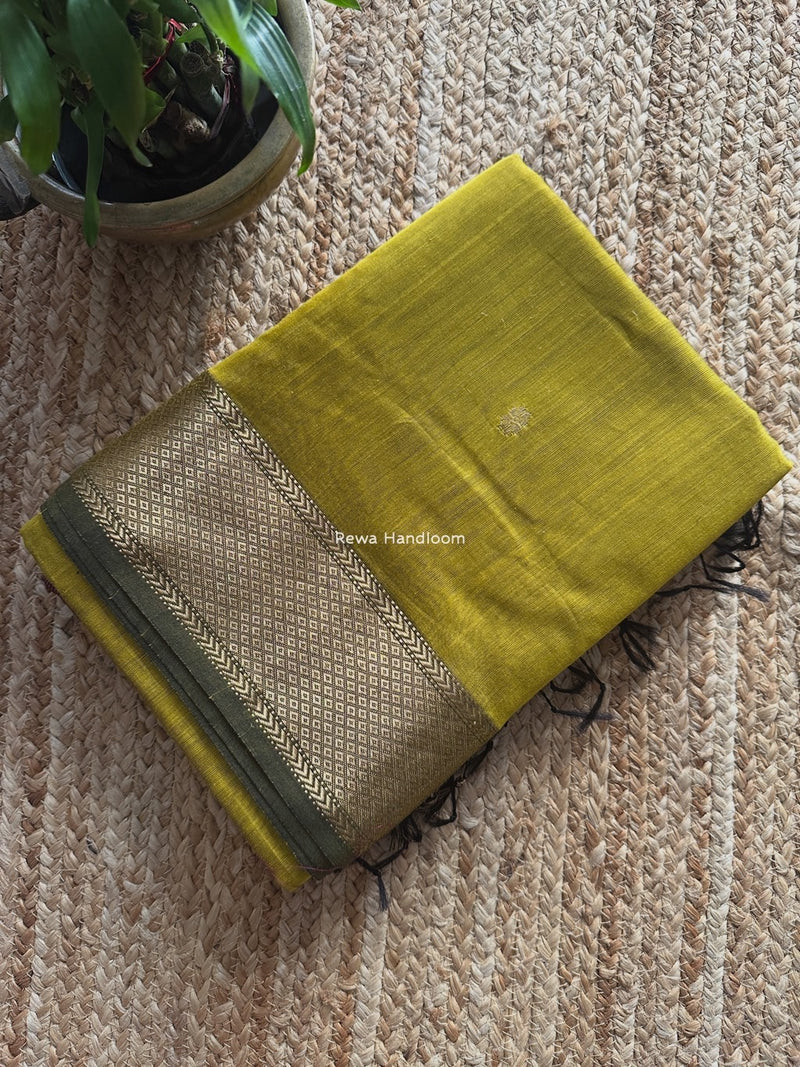 Maheshwari Mehendi Green Lotus Butta Saree LBS060
