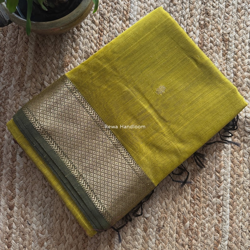 Maheshwari Mehendi Green Lotus Butta Saree LBS060