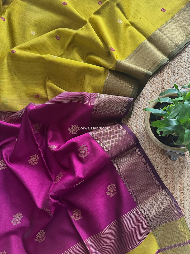Maheshwari Mehendi Green Lotus Butta Saree LBS060