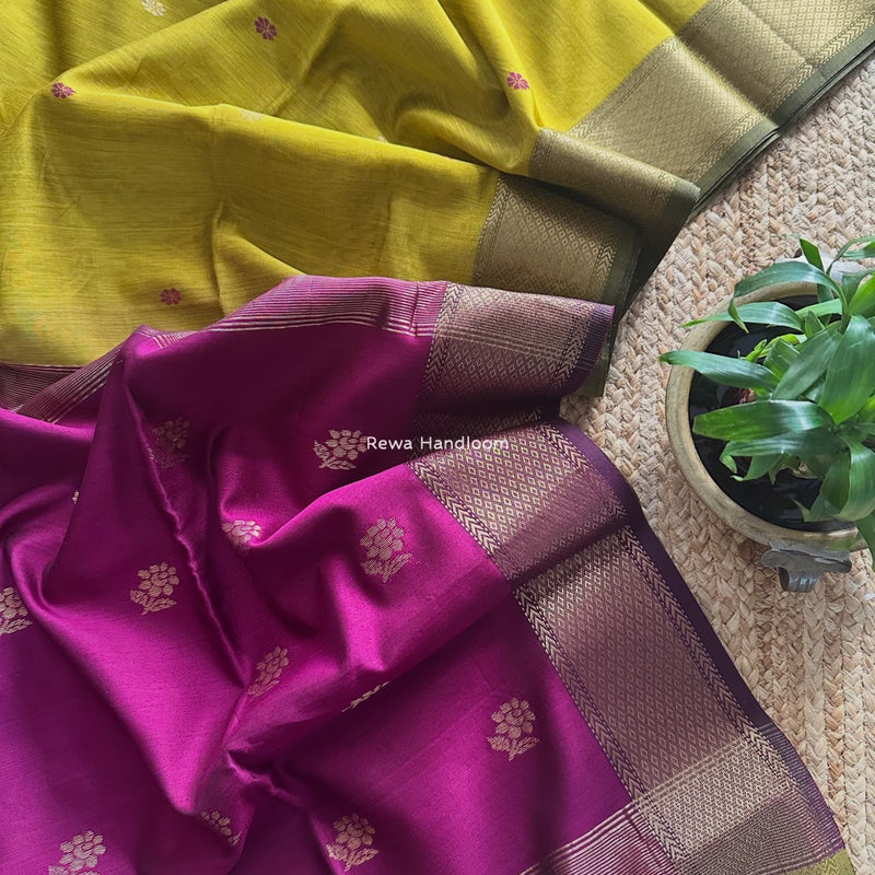 Maheshwari Mehendi Green Lotus Butta Saree LBS060