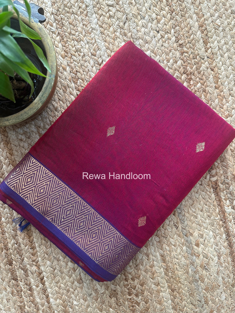 Maheshwari Magenta Diamond Shaded Butti Saree DBSS020