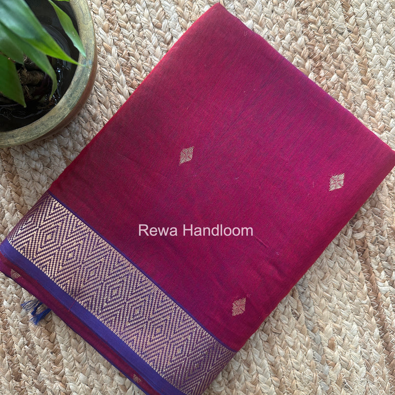 Maheshwari Magenta Diamond Shaded Butti Saree DBSS020
