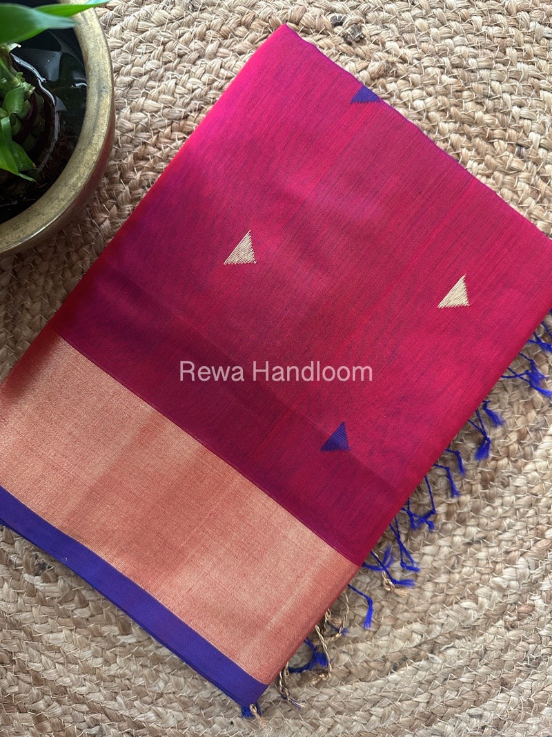 Rani Pink Zari Butti Maheshwari Saree SB0119