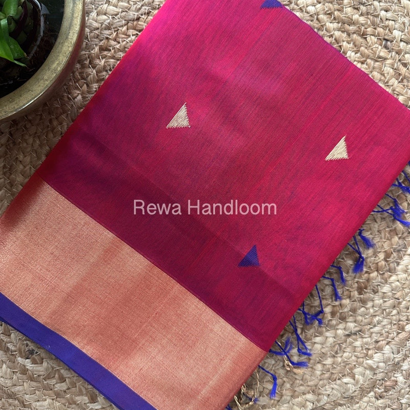 Rani Pink Zari Butti Maheshwari Saree SB0119