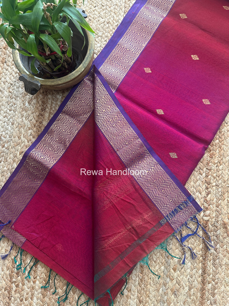 Maheshwari Magenta Diamond Shaded Butti Saree DBSS020