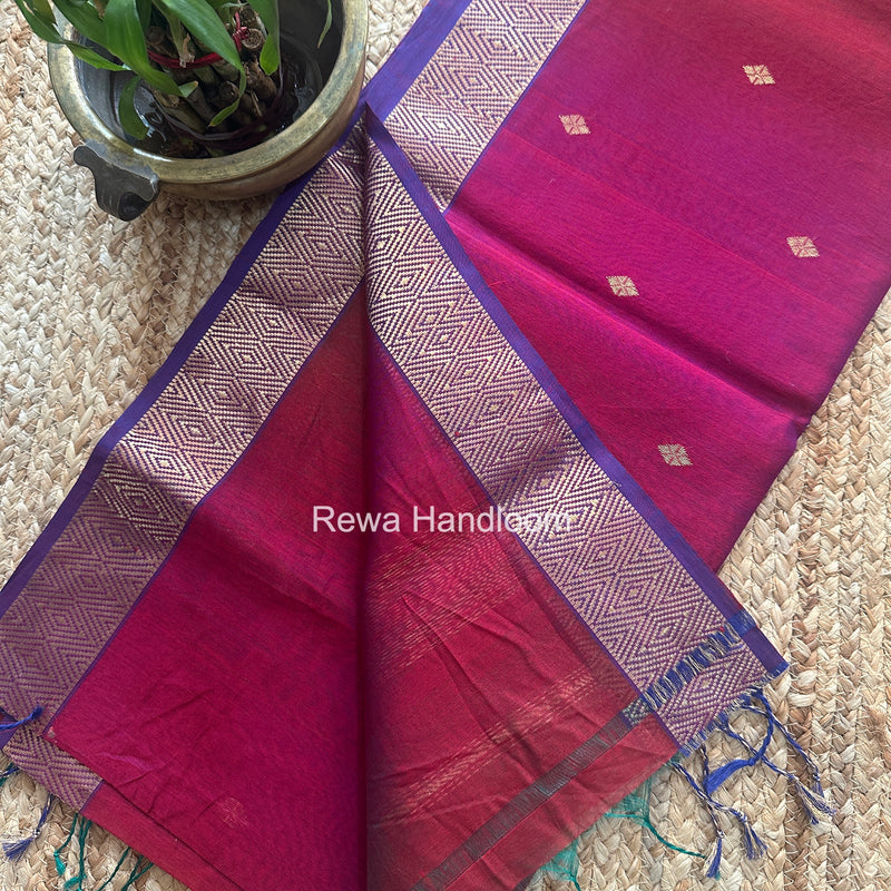 Maheshwari Magenta Diamond Shaded Butti Saree DBSS020