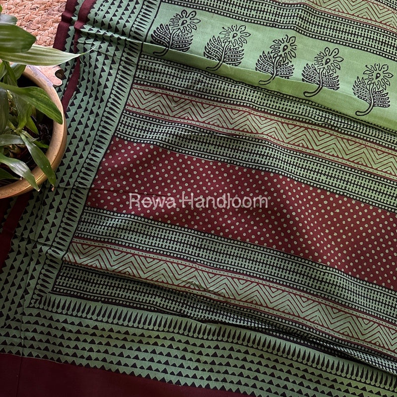 Maroon Bagh Print Cotton Saree NCBP34 