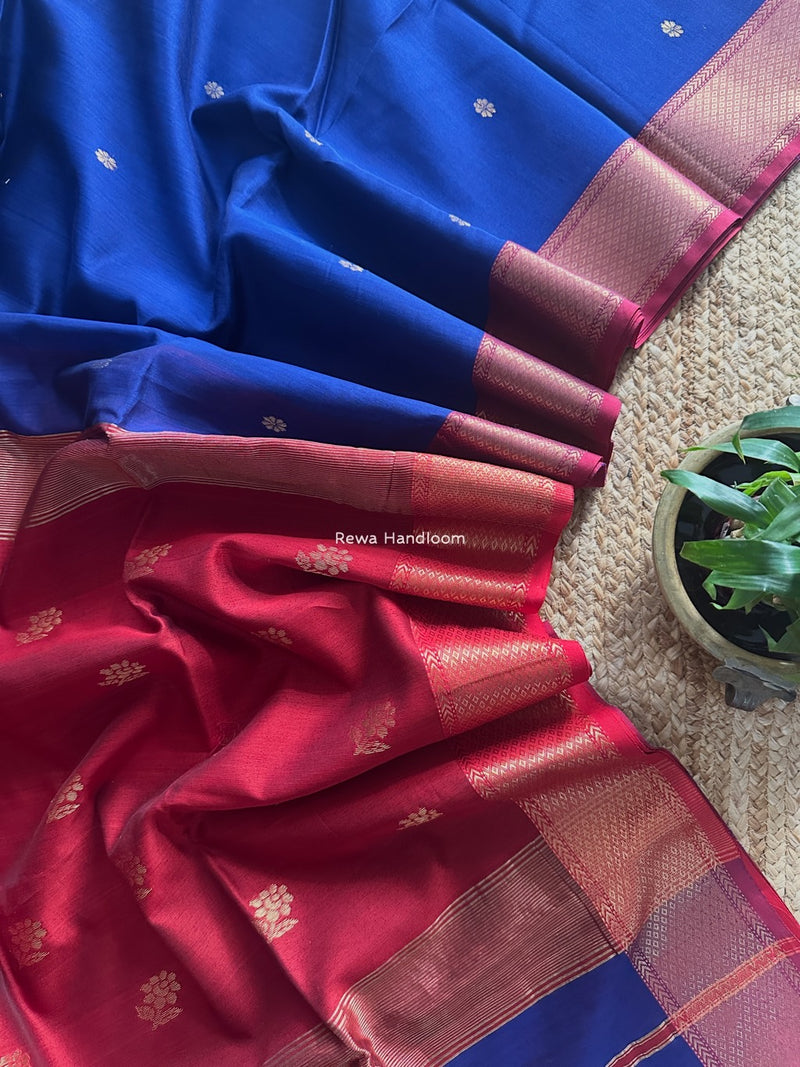 Maheshwari Blue Lotus Butta Saree LBS061