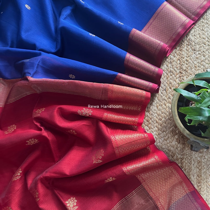 Maheshwari Blue Lotus Butta Saree LBS061