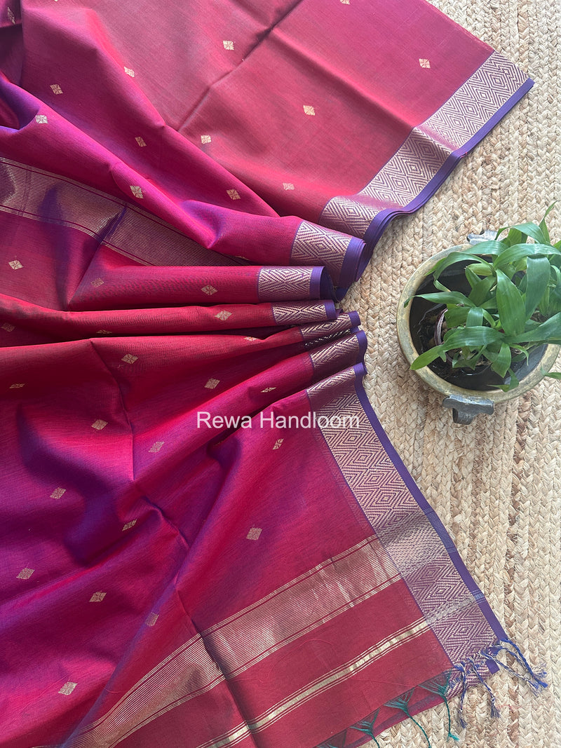 Maheshwari Magenta Diamond Shaded Butti Saree DBSS020