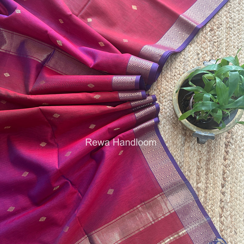 Maheshwari Magenta Diamond Shaded Butti Saree DBSS020