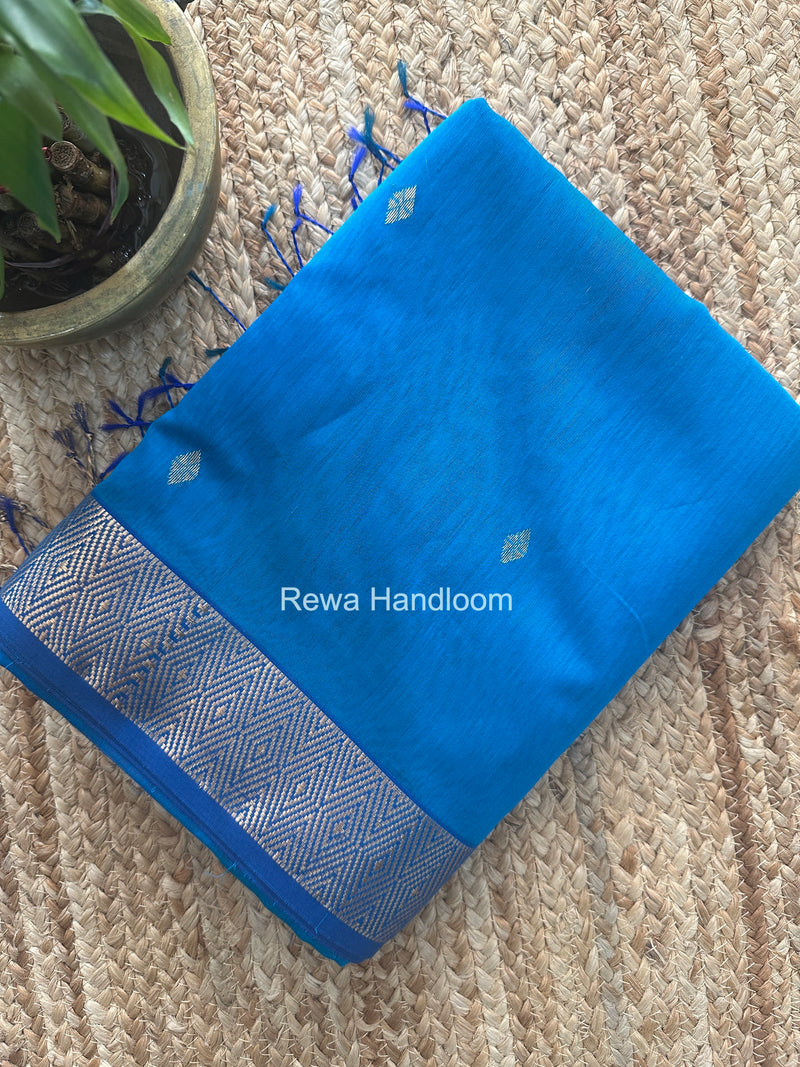 Maheshwari Dark Sky Blue Diamond Shaded Butti Saree DBSS018