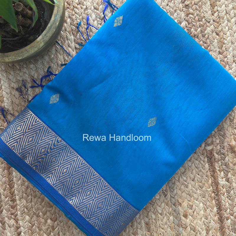 Maheshwari Dark Sky Blue Diamond Shaded Butti Saree DBSS018