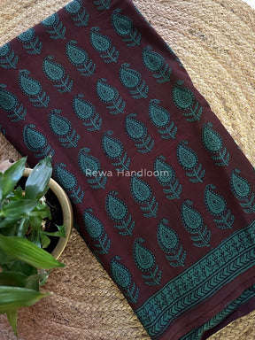 Maroon Bagh Print Cotton Saree NCBP31