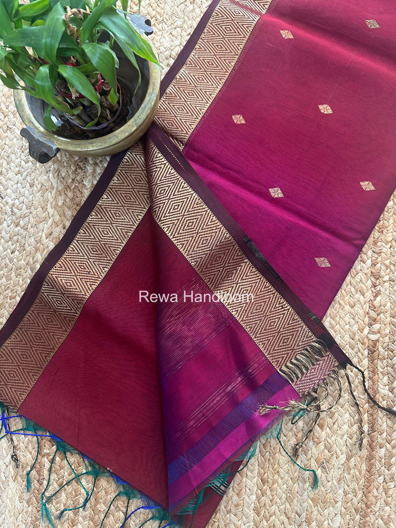 Maheshwari Magenta Diamond Shaded Butti Saree DBSS017
