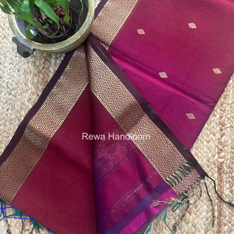 Maheshwari Magenta Diamond Shaded Butti Saree DBSS017