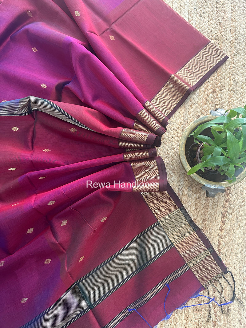 Maheshwari Magenta Diamond Shaded Butti Saree DBSS017