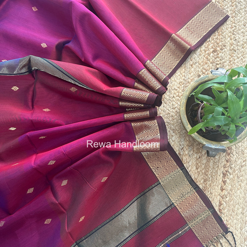 Maheshwari Magenta Diamond Shaded Butti Saree DBSS017
