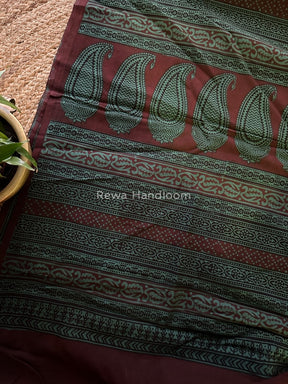 Maroon Bagh Print Cotton Saree NCBP31