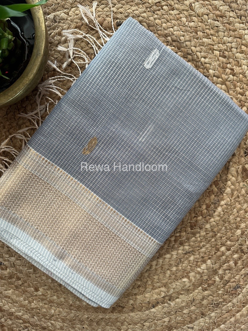 Maheshwari Grey Tissue Butti Saree TKB019