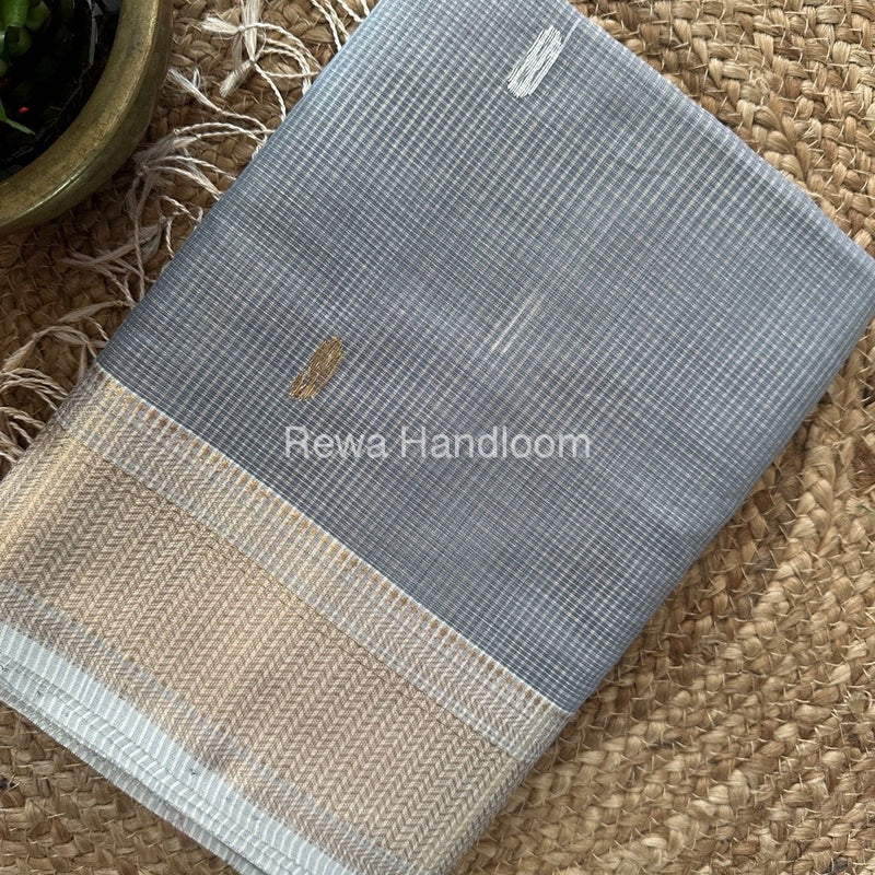 Maheshwari Grey Tissue Butti Saree TKB019