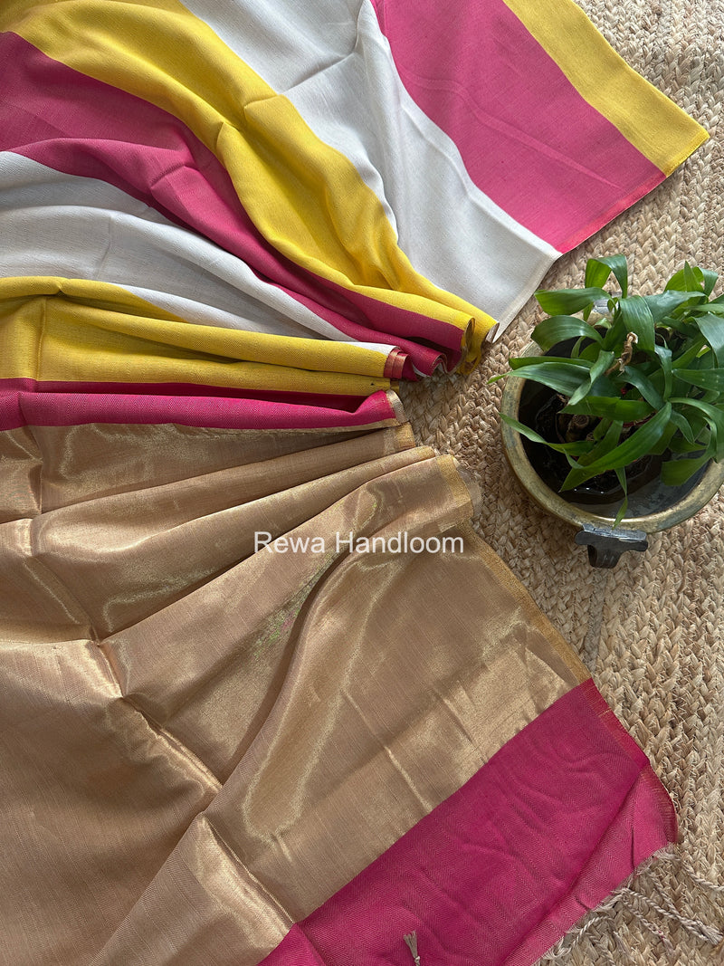 Exclusive Maheshwari Multicolor Four Paddle Weaving Saree FPS013
