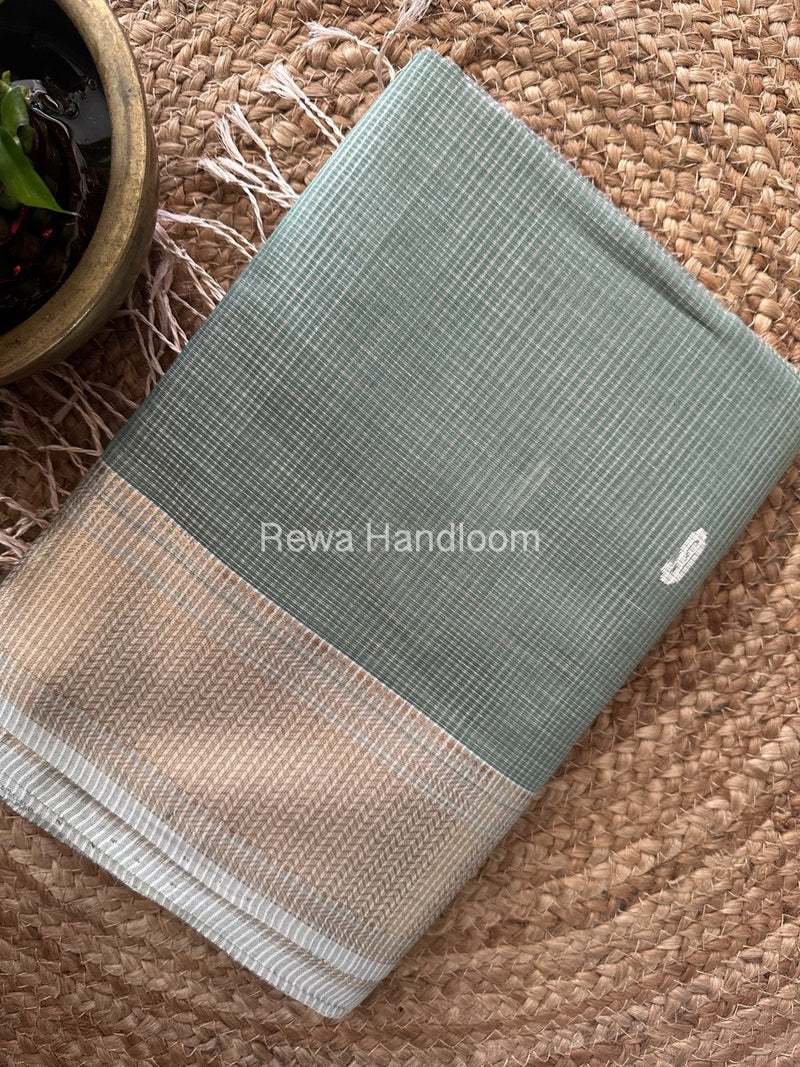 Maheshwari Teal Green Tissue Butti Saree TKB020