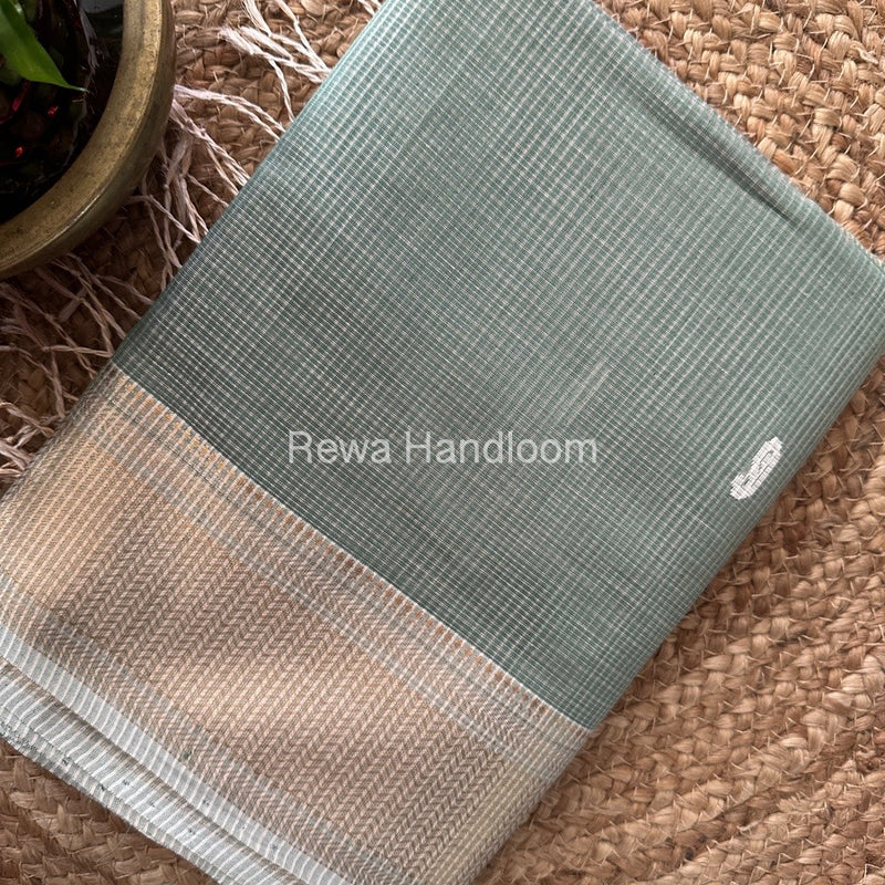 Maheshwari Teal Green Tissue Butti Saree TKB020