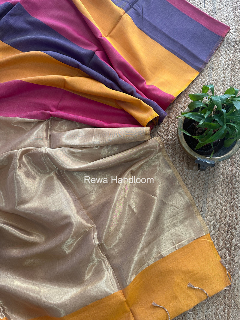 Exclusive Maheshwari Multicolor Four Paddle Weaving Saree FPS015
