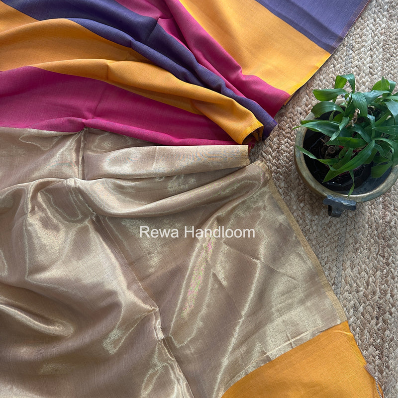 Exclusive Maheshwari Multicolor Four Paddle Weaving Saree FPS015