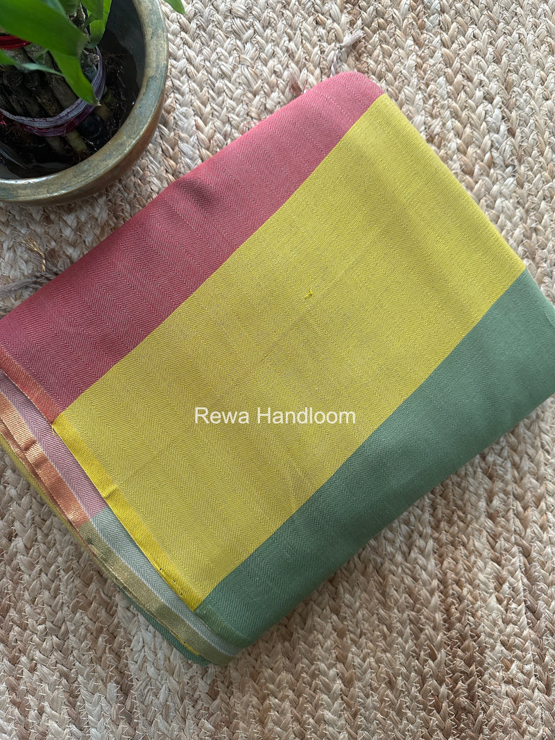 Exclusive Maheshwari Multicolor Four Paddle Weaving Saree FPS016