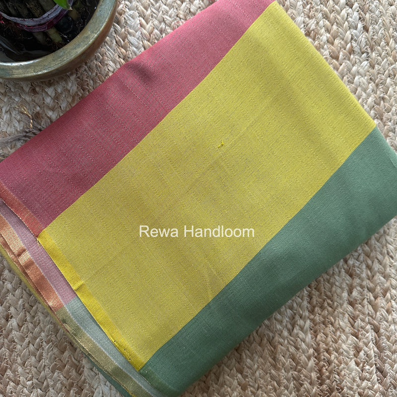 Exclusive Maheshwari Multicolor Four Paddle Weaving Saree FPS016