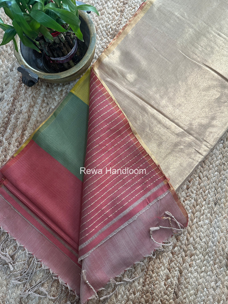 Exclusive Maheshwari Multicolor Four Paddle Weaving Saree FPS016