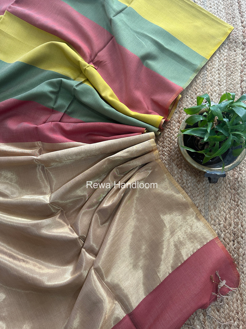 Exclusive Maheshwari Multicolor Four Paddle Weaving Saree FPS016