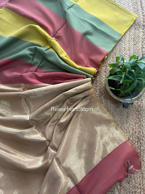 Exclusive Maheshwari Multicolor Four Paddle Weaving Saree FPS016