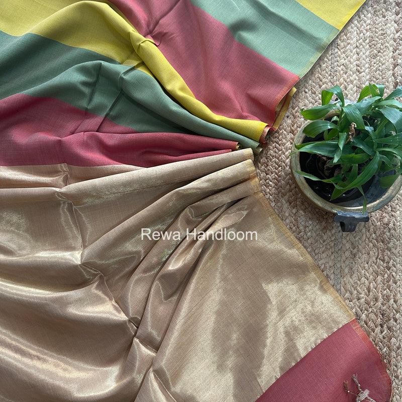 Exclusive Maheshwari Multicolor Four Paddle Weaving Saree FPS016