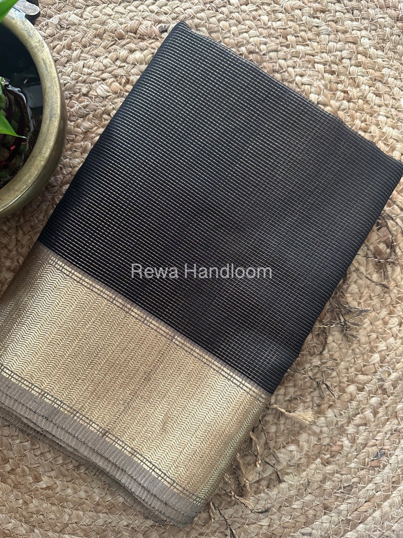 Exclusive Maheshwari Black Tissue Silk Saree TPS04