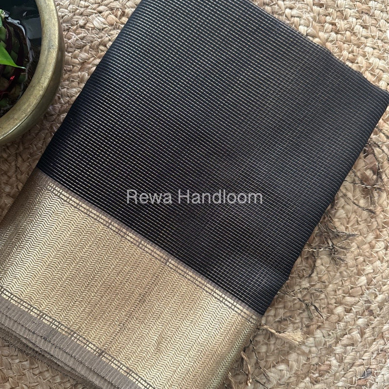 Exclusive Maheshwari Black Tissue Silk Saree TPS04