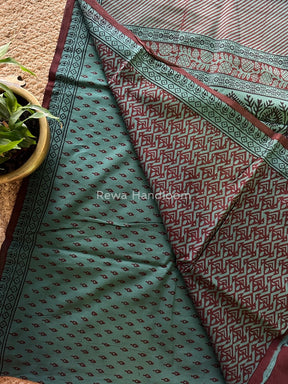 Rama Green Bagh Print Cotton Saree NCBP25