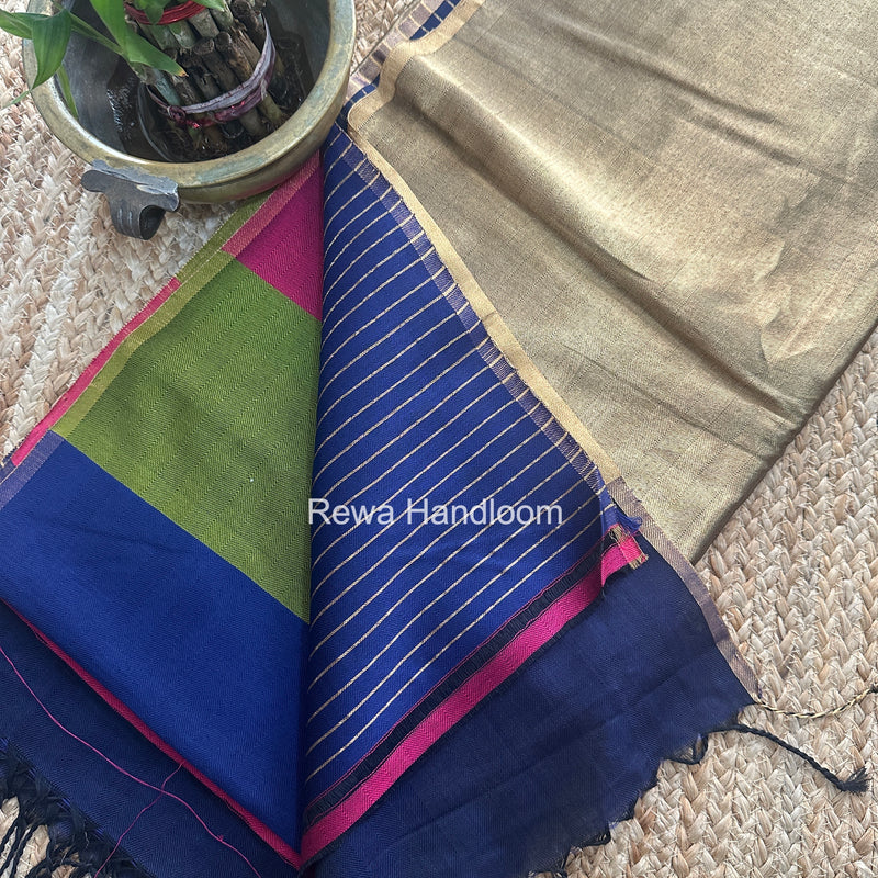 Exclusive Maheshwari Multicolor Four Paddle Weaving Saree FPS019
