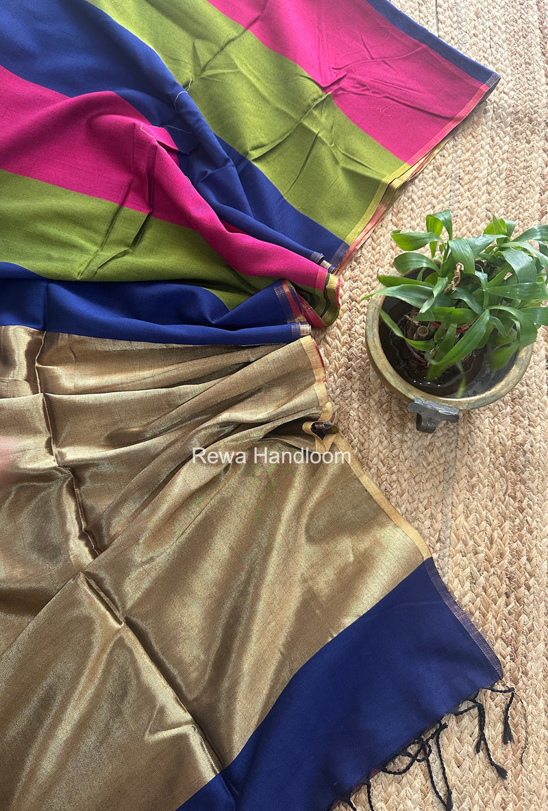 Exclusive Maheshwari Multicolor Four Paddle Weaving Saree FPS019