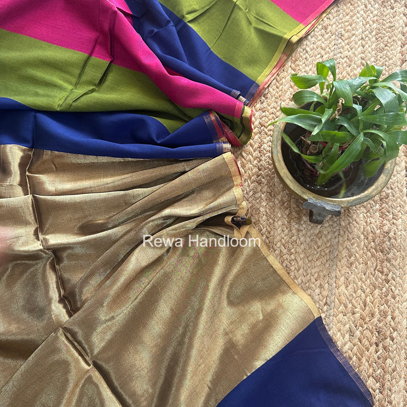 Exclusive Maheshwari Multicolor Four Paddle Weaving Saree FPS019