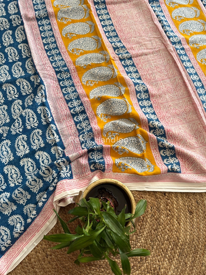 Indigo Cotton Saree