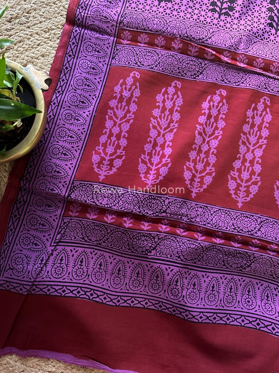 Red Bagh Print Cotton Saree NCBP11