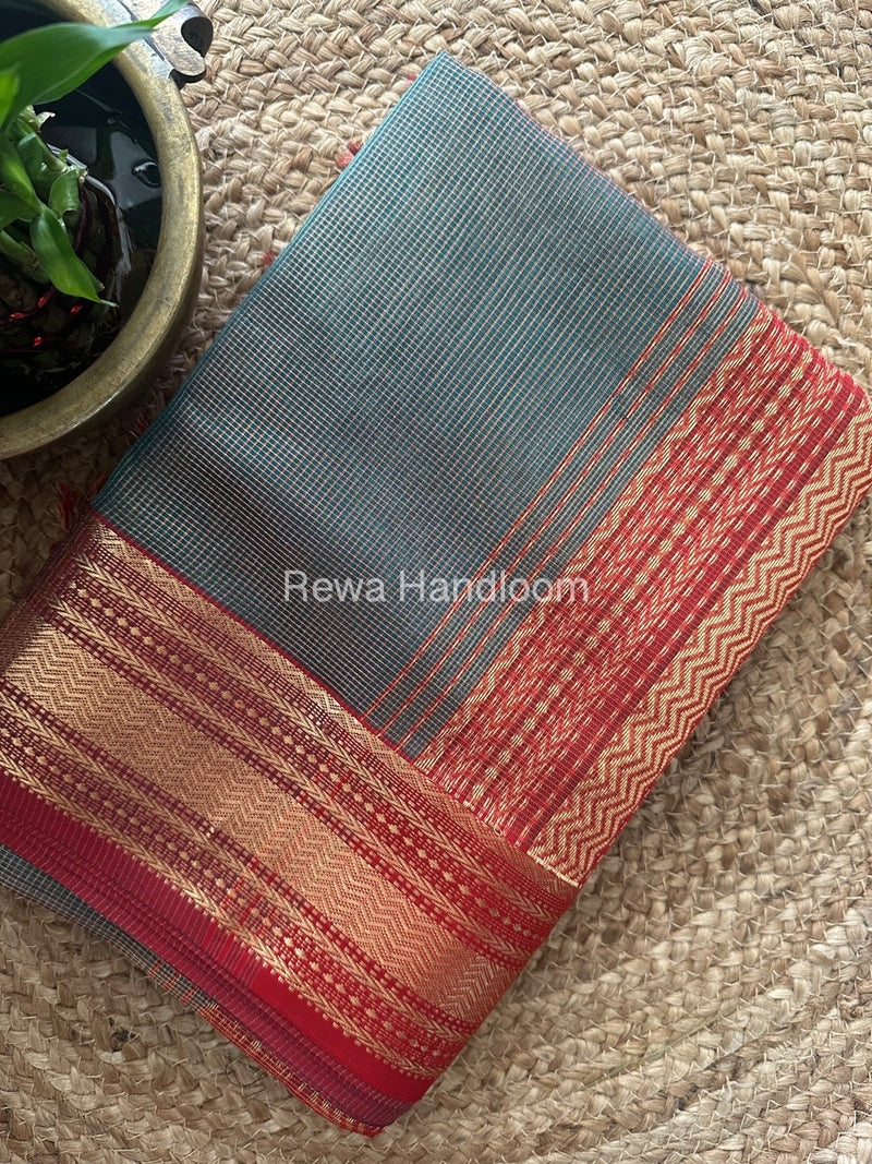 Maheshwari Green Tissue Rich Pallu Saree TRP03