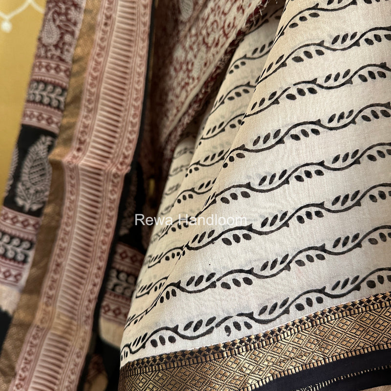 Maheshwari Maroon-White Bagh Print Suit BSP0205
