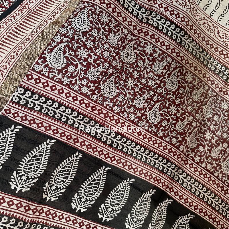 Maheshwari Maroon-White Bagh Print Suit BSP0205