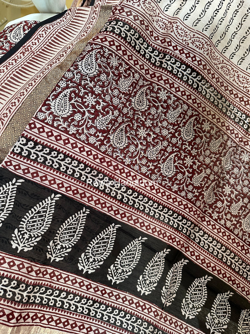 Maheshwari Maroon-White Bagh Print Suit BSP0233