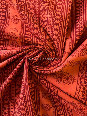 Peach Orange Bagh Print Cotton Saree NCBP24