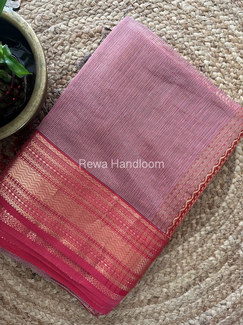 Maheshwari Onion Pink Tissue Rich Pallu Saree TRP01